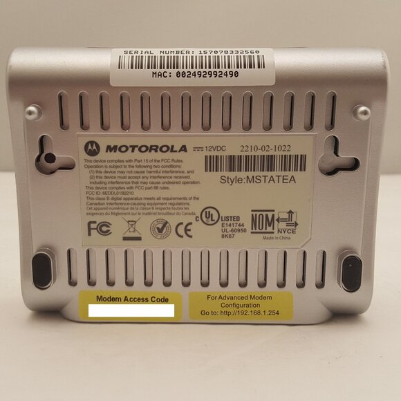 AT&T / MOTOROLA Netopia 2210-02 ADSL Single Port Ethernet Modem | MSTATEA | USED - Picture 6 of 14